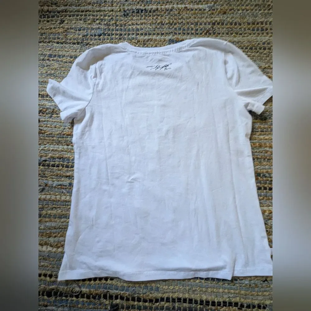 Karl Lagerfeld Paris White Graphic Tee Shirt S Eiffel Tower Iconic Parisian Chic